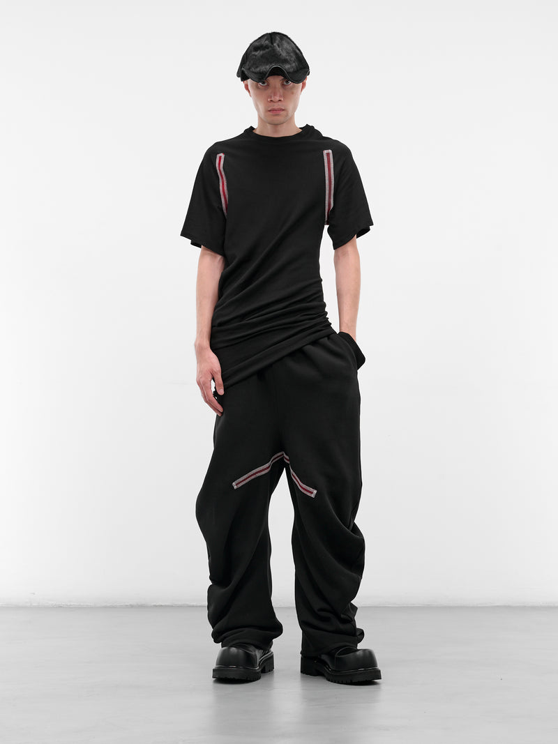 Black Piped Twisted Sweatpants (TWISTED-TRACK-BLACK)
