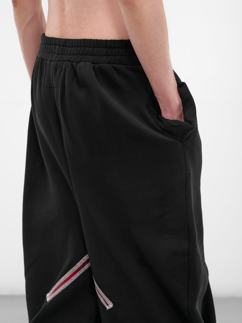 Black Piped Twisted Sweatpants (TWISTED-TRACK-BLACK)