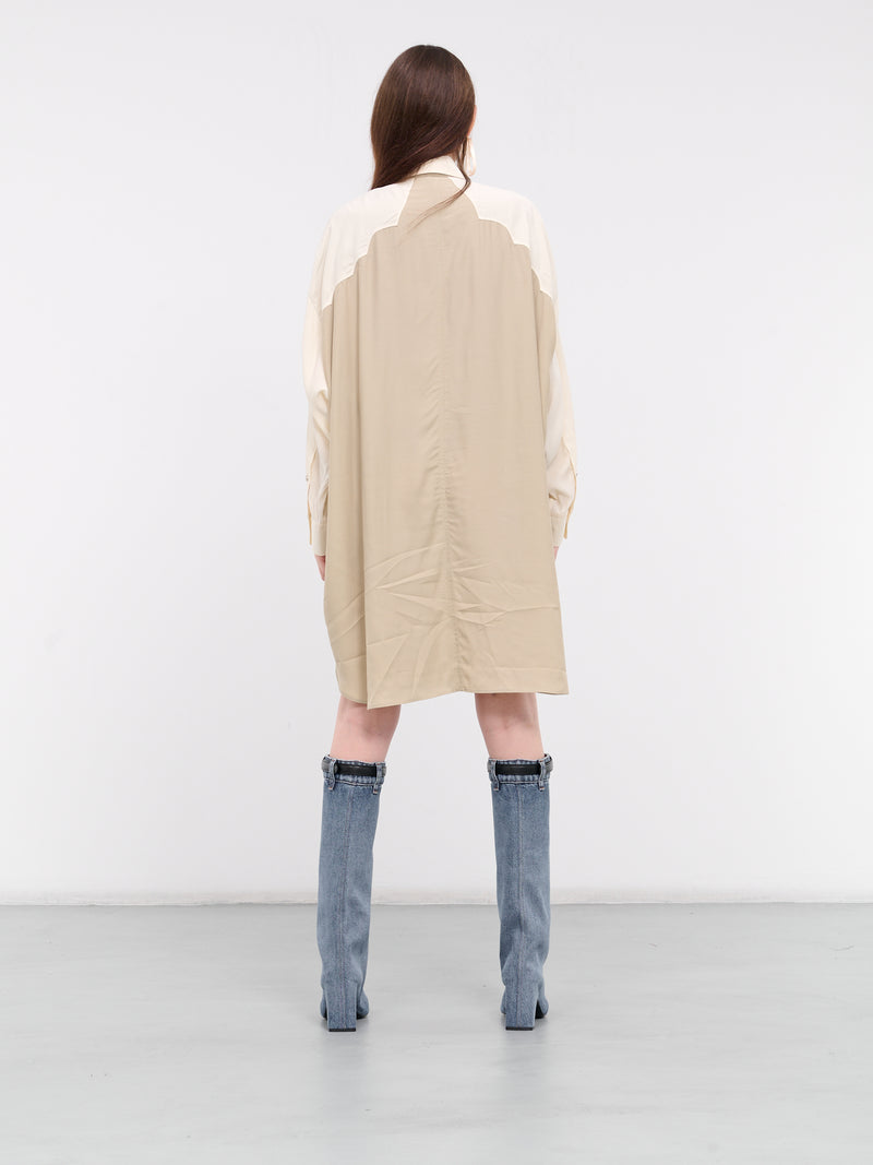 Color Blocked Shirt Dress (TZ241-FH977-E-BEIGE)