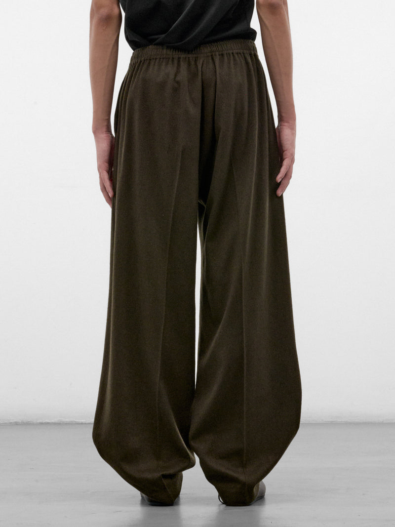 Green Cotton-Cashmere Relaxed Pants (U252-P048-W022-GREEN)