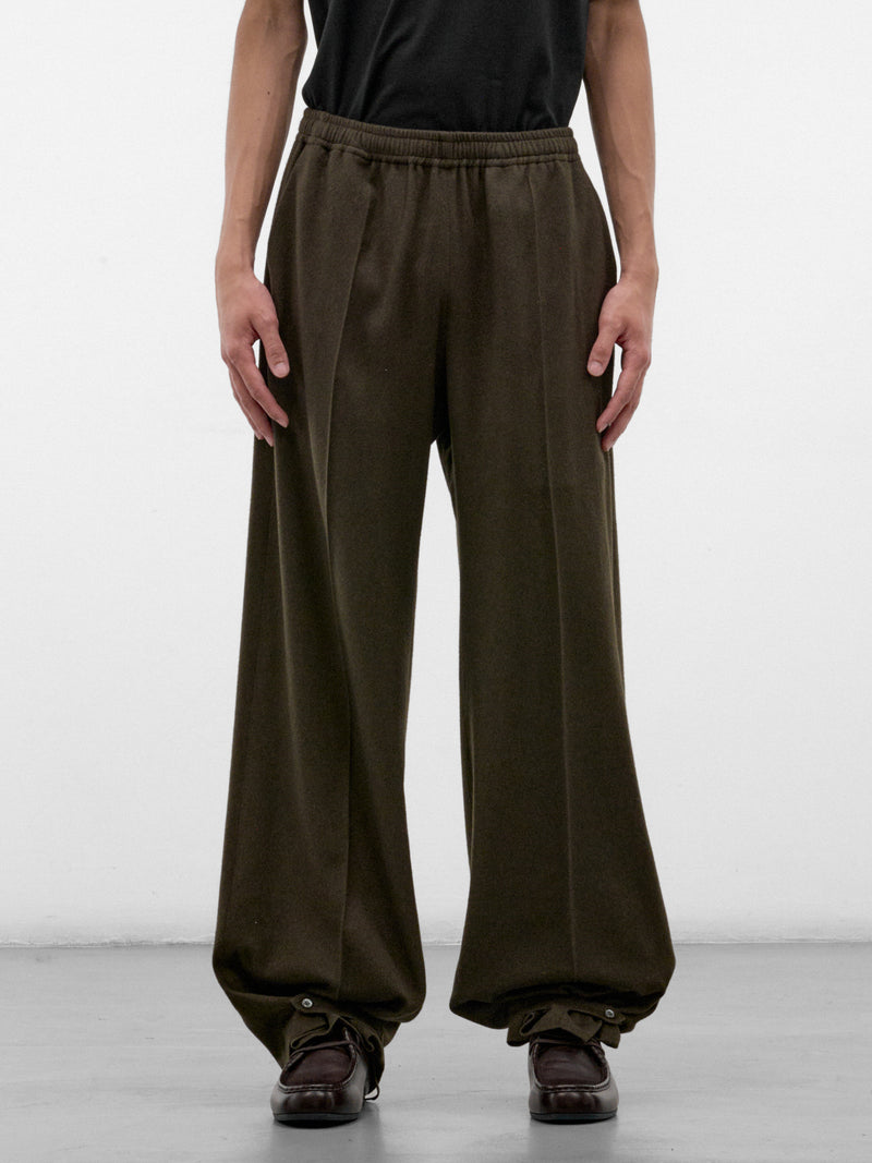 Green Cotton-Cashmere Relaxed Pants (U252-P048-W022-GREEN)