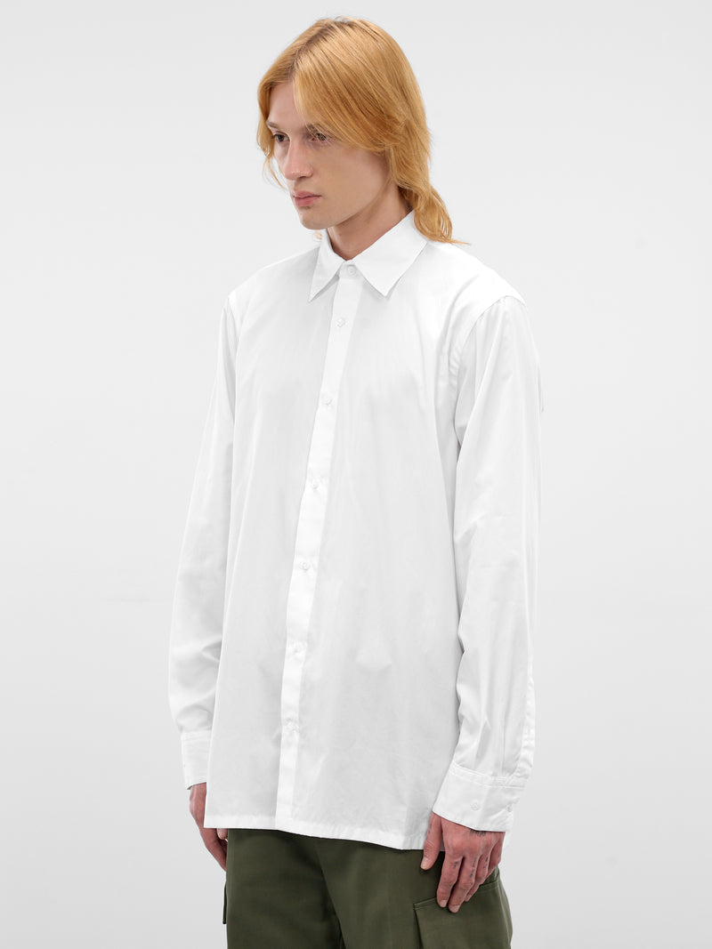 White Cotton Vent Cuffs Shirt (U261-H047-C004-WHITE)