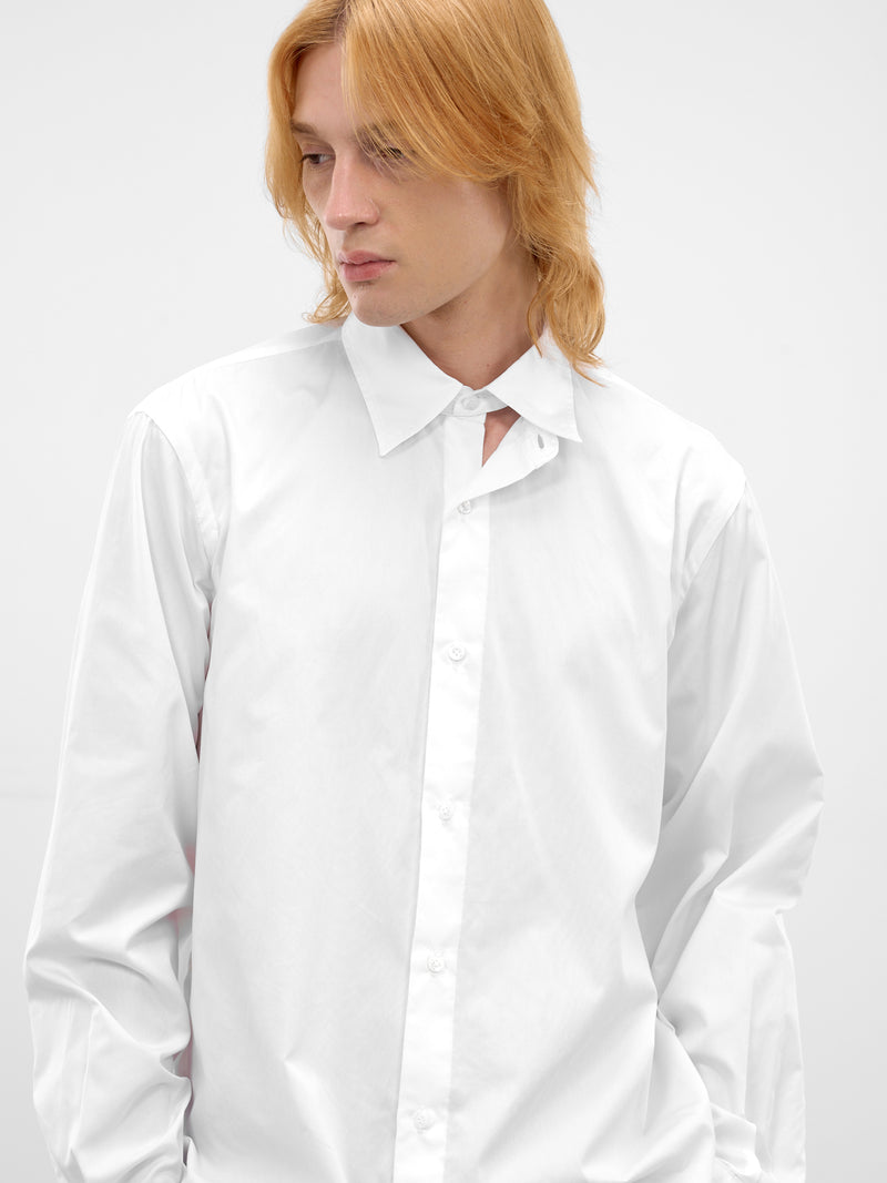 White Cotton Vent Cuffs Shirt (U261-H047-C004-WHITE)