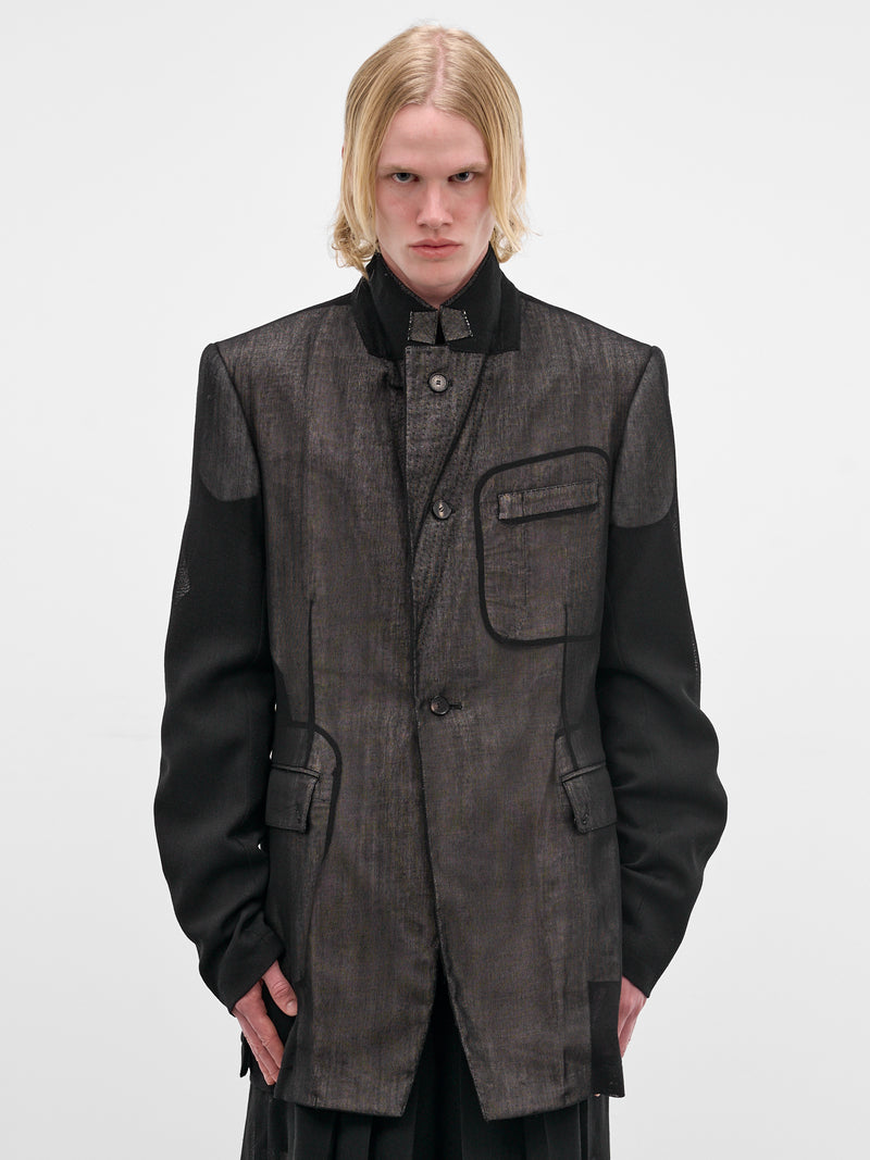 Black Wool Fish Net Blazer (U261-J032-W052-BLACK)