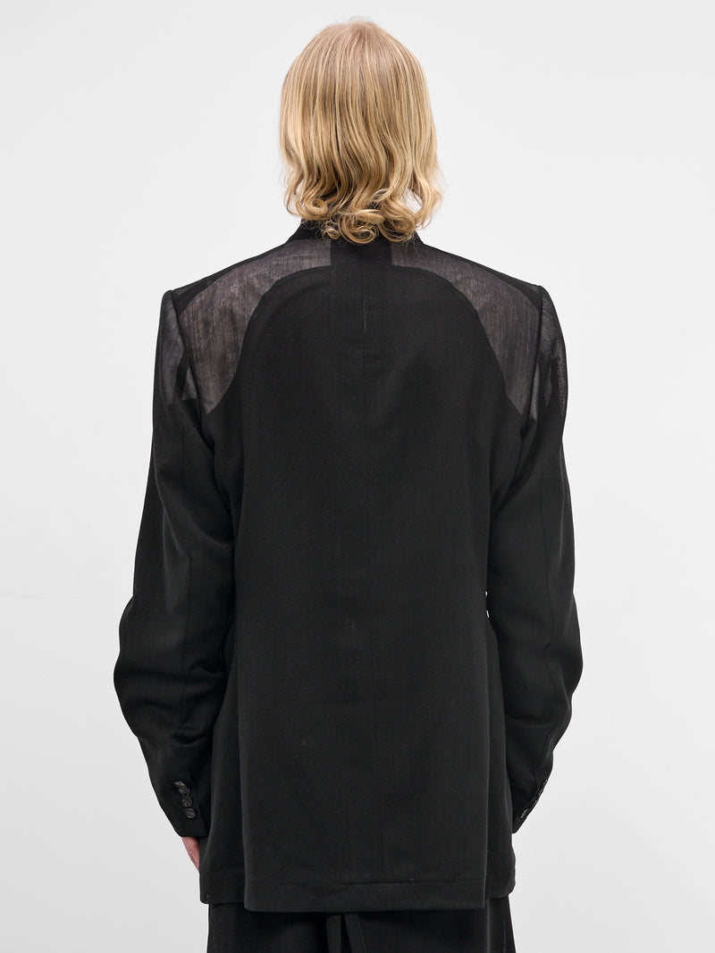 Black Wool Fish Net Blazer (U261-J032-W052-BLACK)