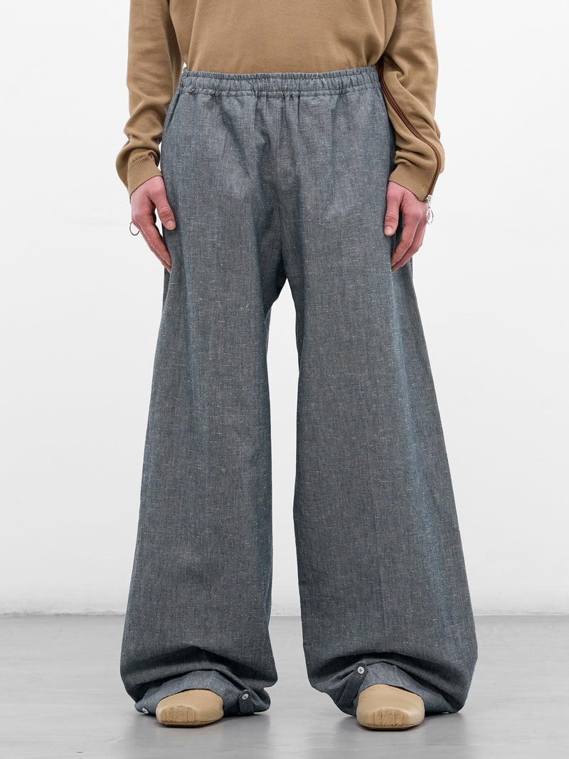 Indigo Paper Chambray Baggy Trousers (U261-P048-C019-INDIGO)