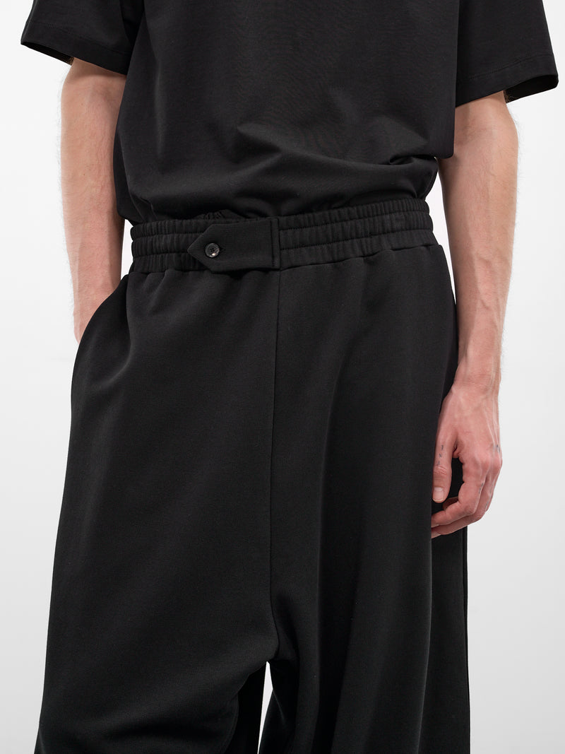 Black Cotton Apron Sweatpants (U261-P077-C042-BLACK)