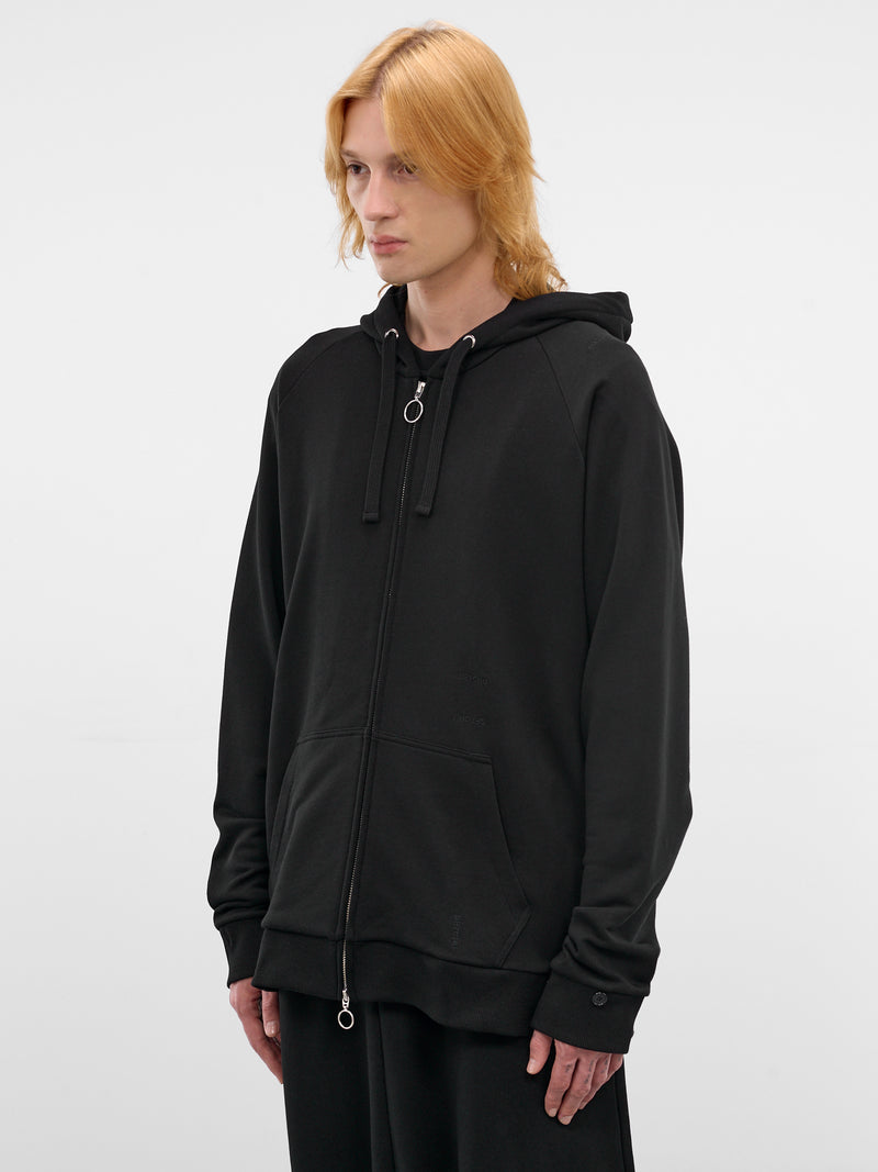 Black Cotton Raglan Zip Hoodie (U261-T041-C042-BLACK)