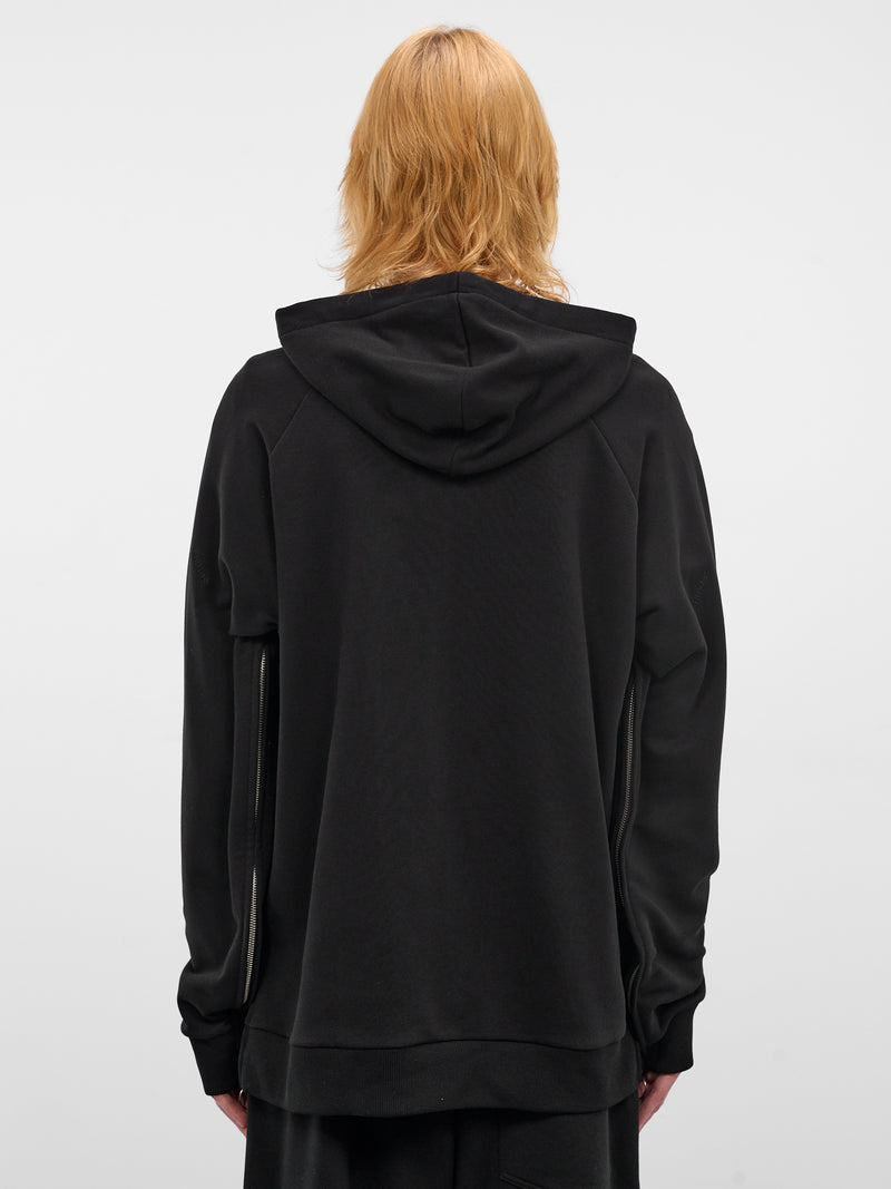 Black Cotton Raglan Zip Hoodie (U261-T041-C042-BLACK)