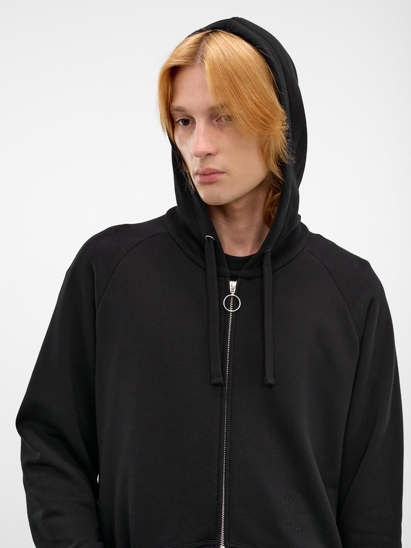 Black Cotton Raglan Zip Hoodie (U261-T041-C042-BLACK)