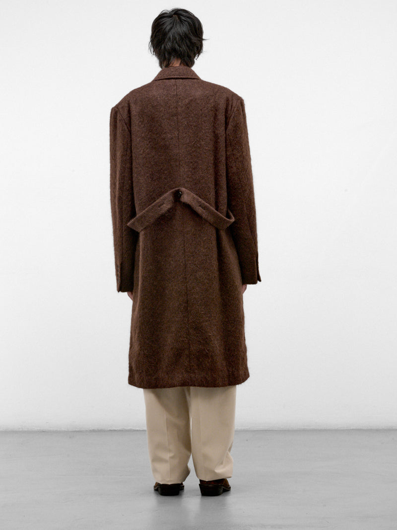 Brown Mohair Double-Breasted Coat (U262-C039-W065-BROWN)
