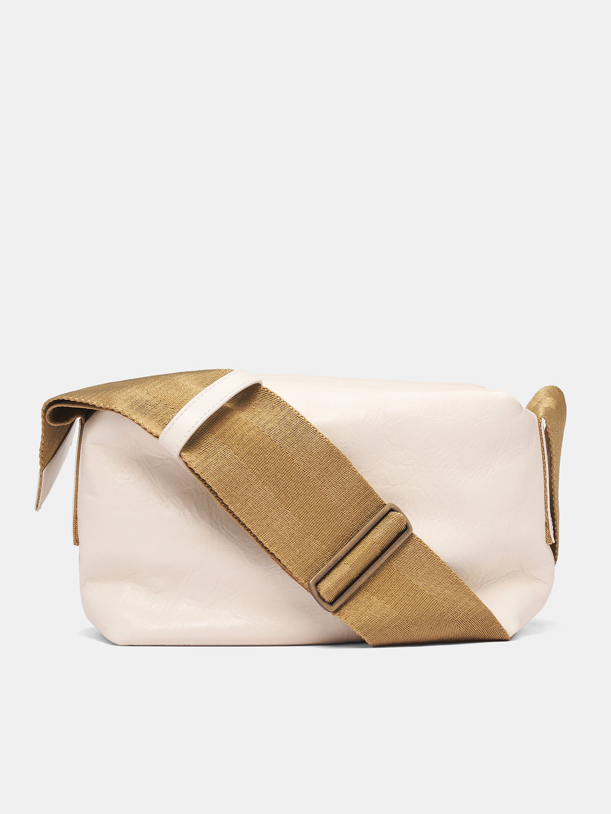 White Leather Shoulder Bag (UB0034-UW124-WHITE-MUSTARD)