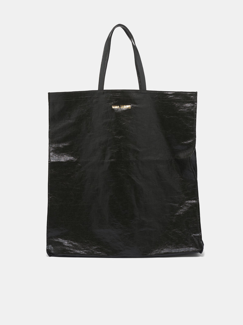 Black Coated Canvas Shopping Bag (UB0065-UW490-DARK-GREEN)