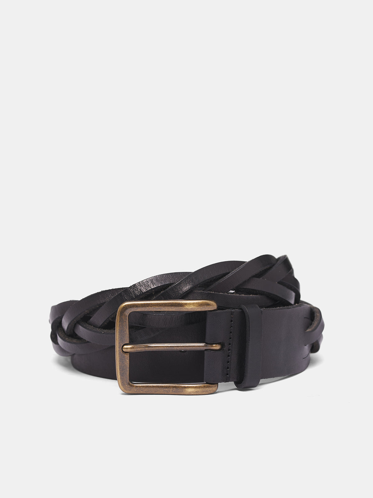 Black Braided Leather Belt (UB00B2-UW900-BLACK)