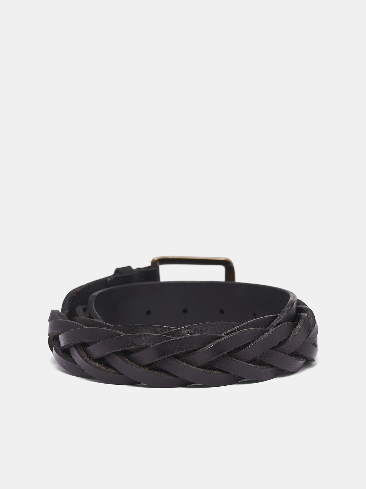 Black Braided Leather Belt (UB00B2-UW900-BLACK)