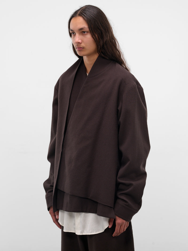 Brown Wool Wrapped Draping Jacket (UBL0101-BROWN)