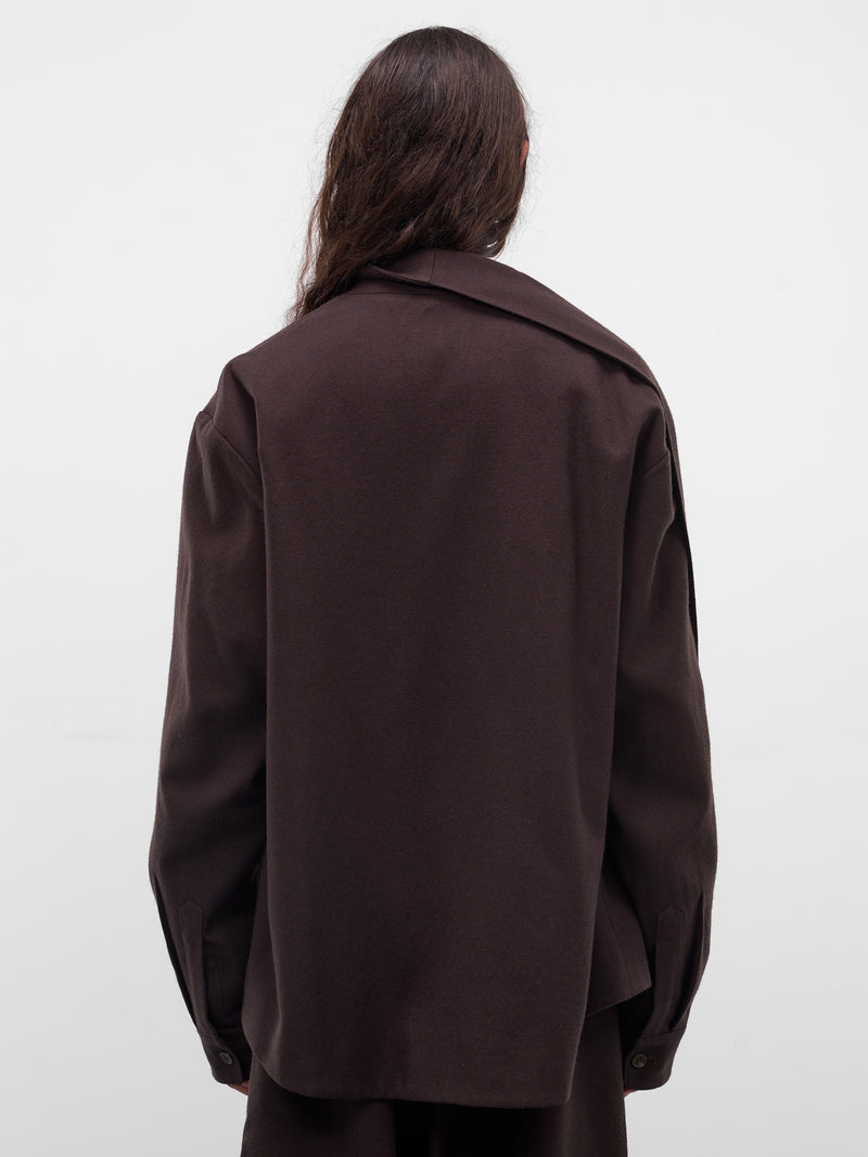Brown Wool Wrapped Draping Jacket (UBL0101-BROWN)