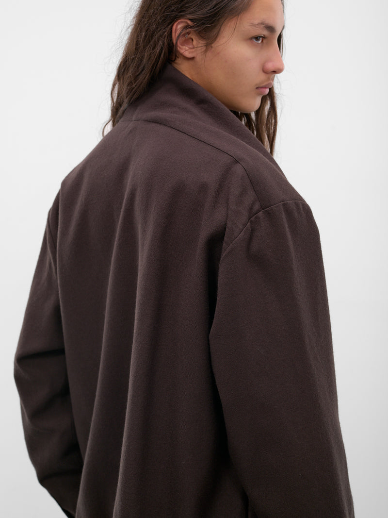 Brown Wool Wrapped Draping Jacket (UBL0101-BROWN)
