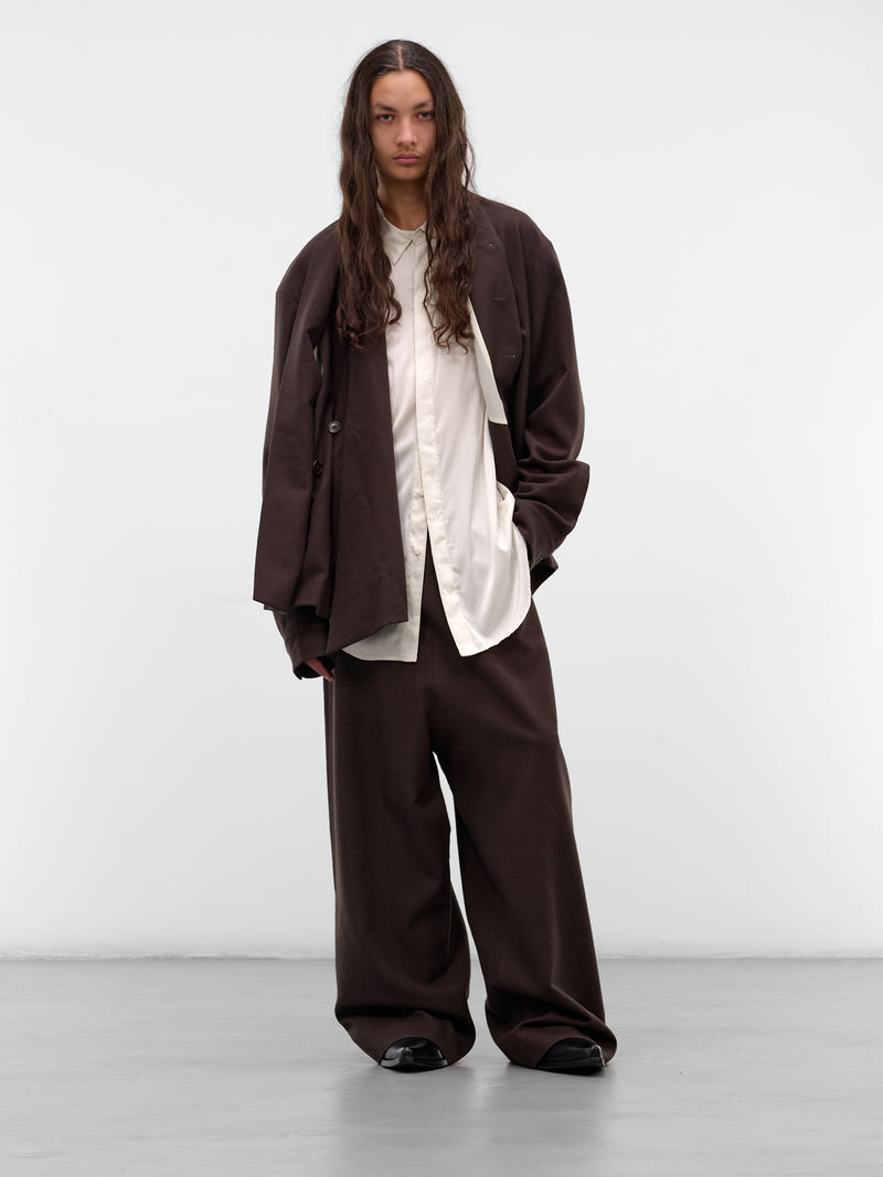 Brown Wool Wrapped Draping Jacket (UBL0101-BROWN)