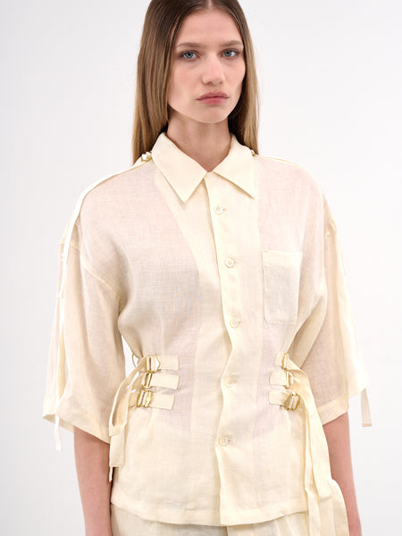 MUSINSA | OHESHIO FRILL POCKET BLOUSE, IVORY