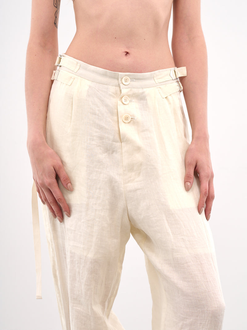 Cinch Strap Trousers (UC1E1501-2-OFF-WHITE)