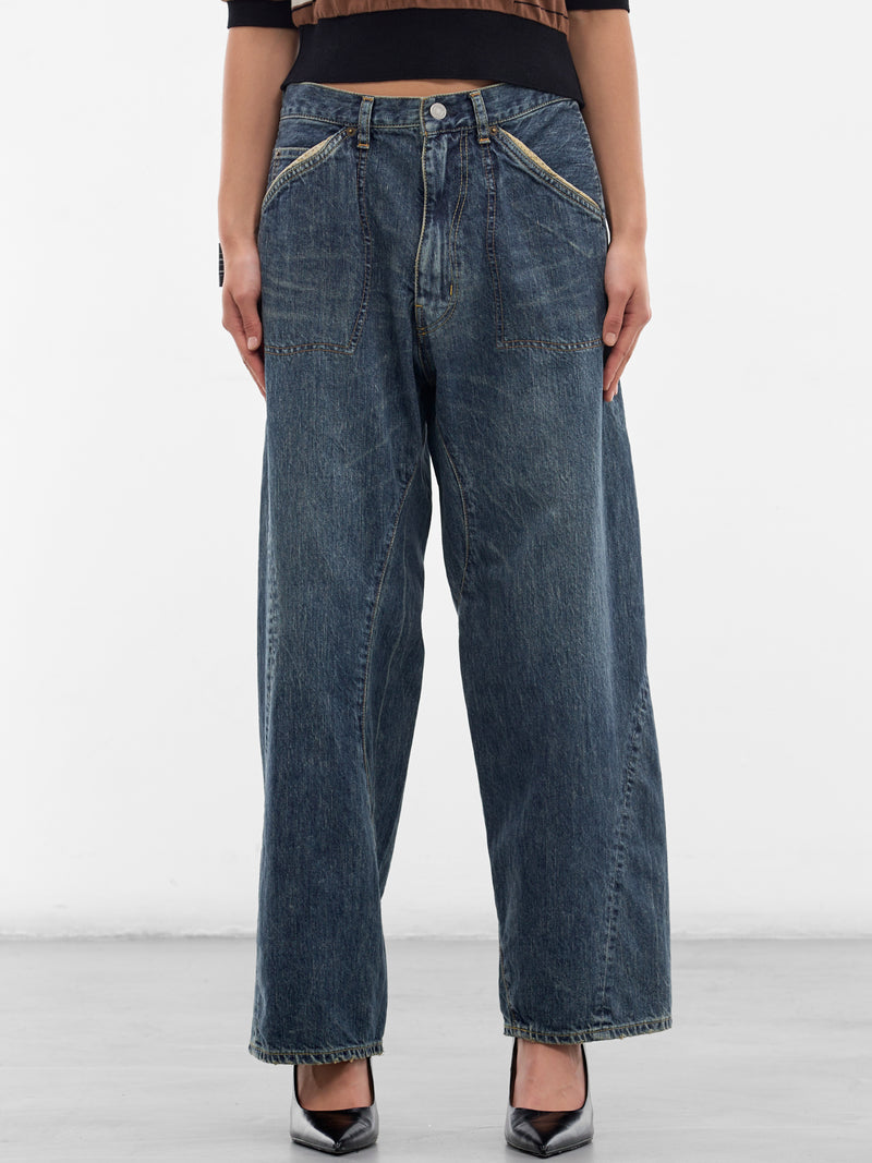 Indigo Denim Twisted Wide Jeans (UC1F1501-3-INDIGO)