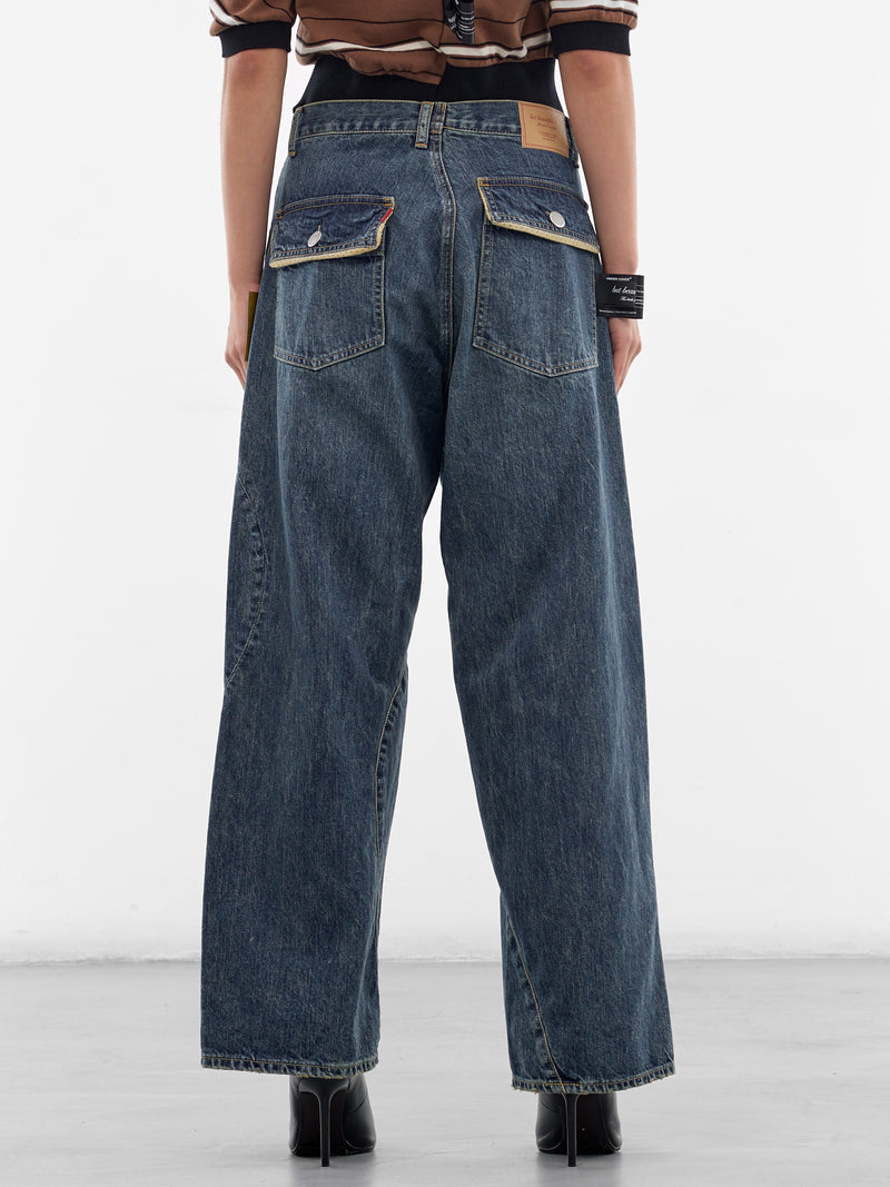 Indigo Denim Twisted Wide Jeans (UC1F1501-3-INDIGO)