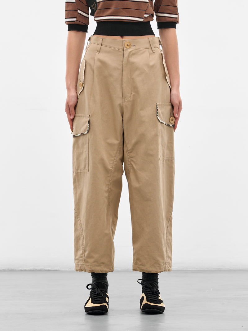 Beige Cotton-Linen Cargo Pants (UC1F1509-BEIGE)