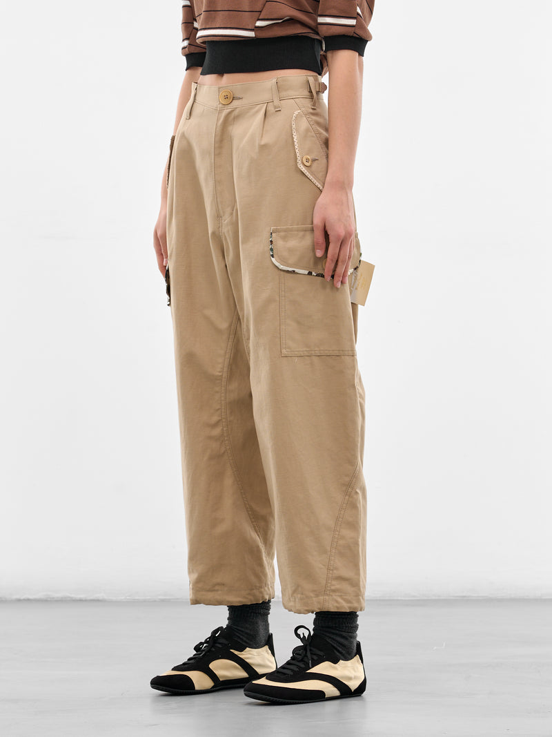 Beige Cotton-Linen Cargo Pants (UC1F1509-BEIGE)