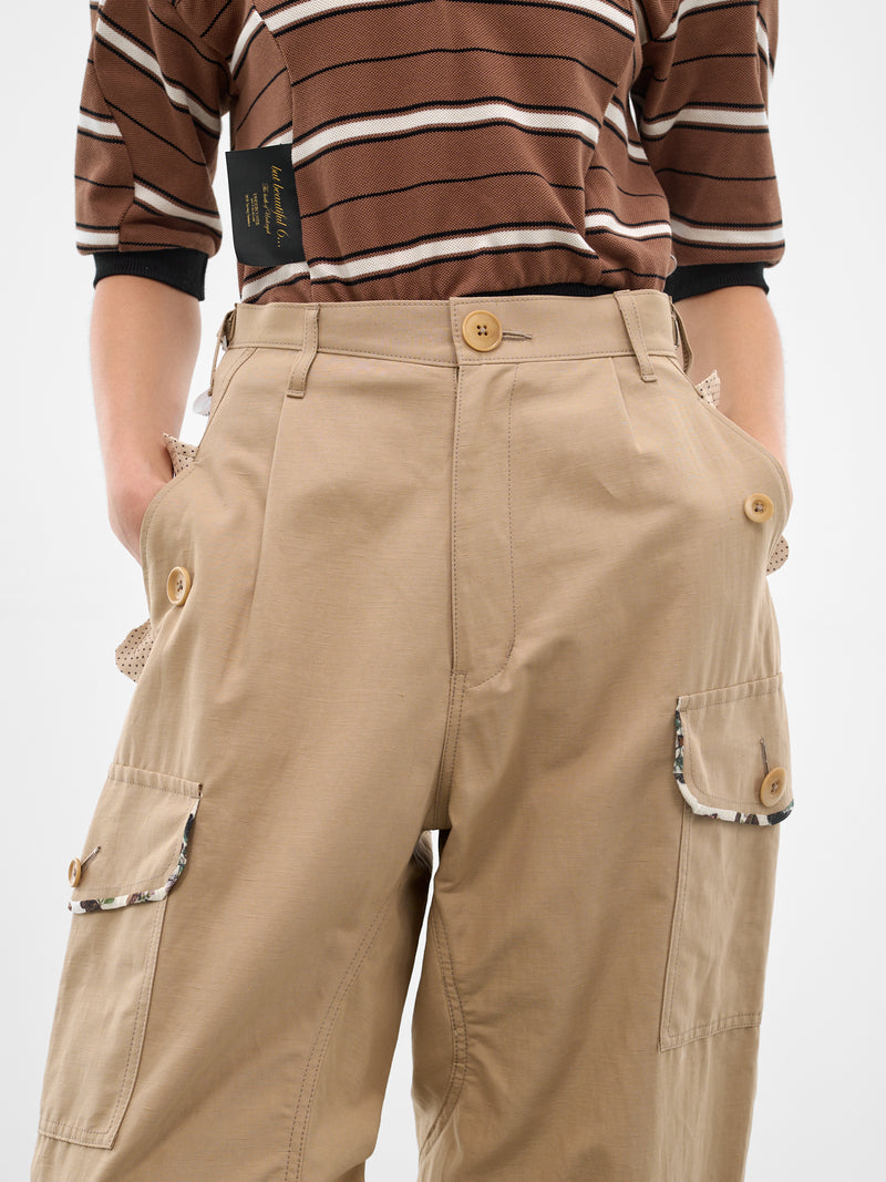 Beige Cotton-Linen Cargo Pants (UC1F1509-BEIGE)