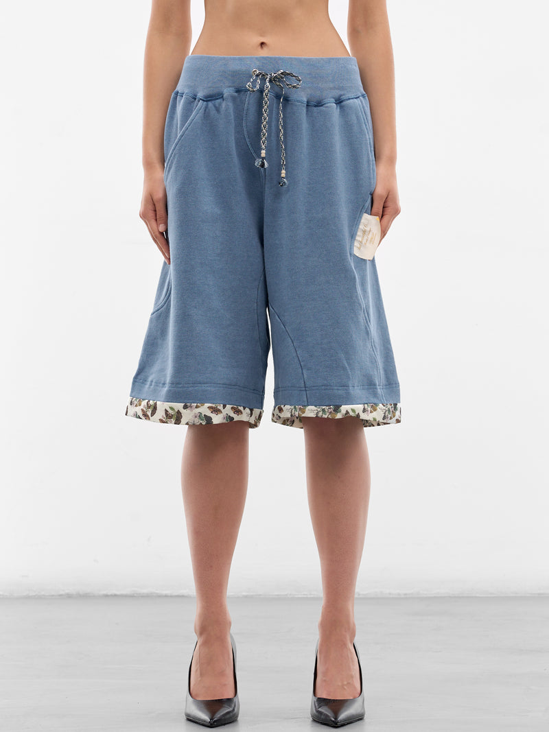Blue Asymmetric Paneled Sweat Shorts (UC1F1511-LIGHT-BLUE)