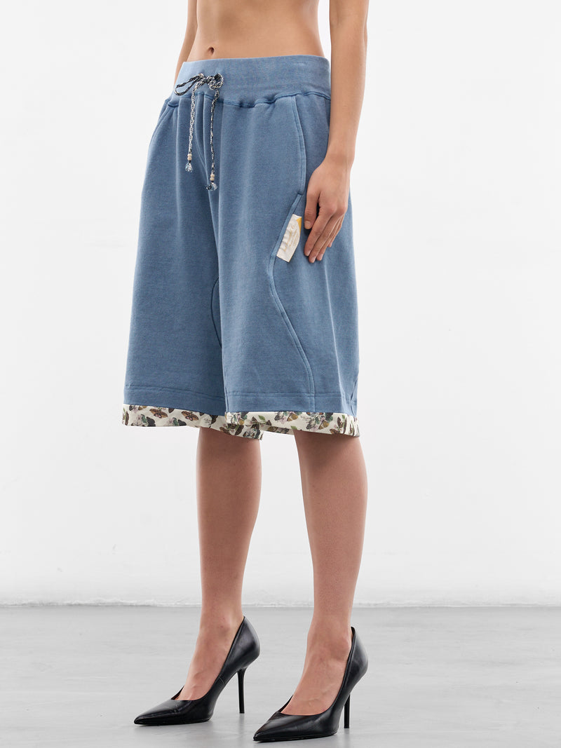 Blue Asymmetric Paneled Sweat Shorts (UC1F1511-LIGHT-BLUE)
