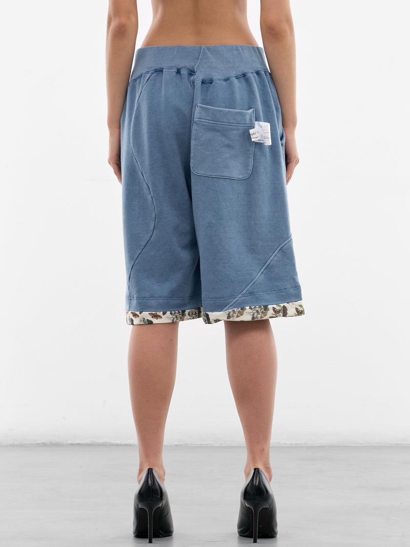 Blue Asymmetric Paneled Sweat Shorts (UC1F1511-LIGHT-BLUE)