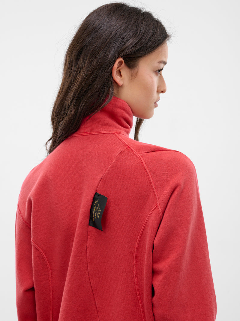 Red Cotton Fleece Asymmetric Pullover (UC1F1807-RED)