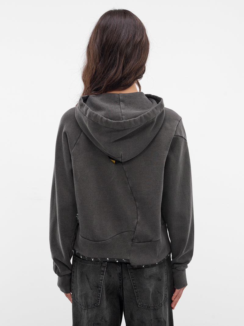 Black Cotton Asymmetric Zip Hoodie (UC1F1808-BLACK)