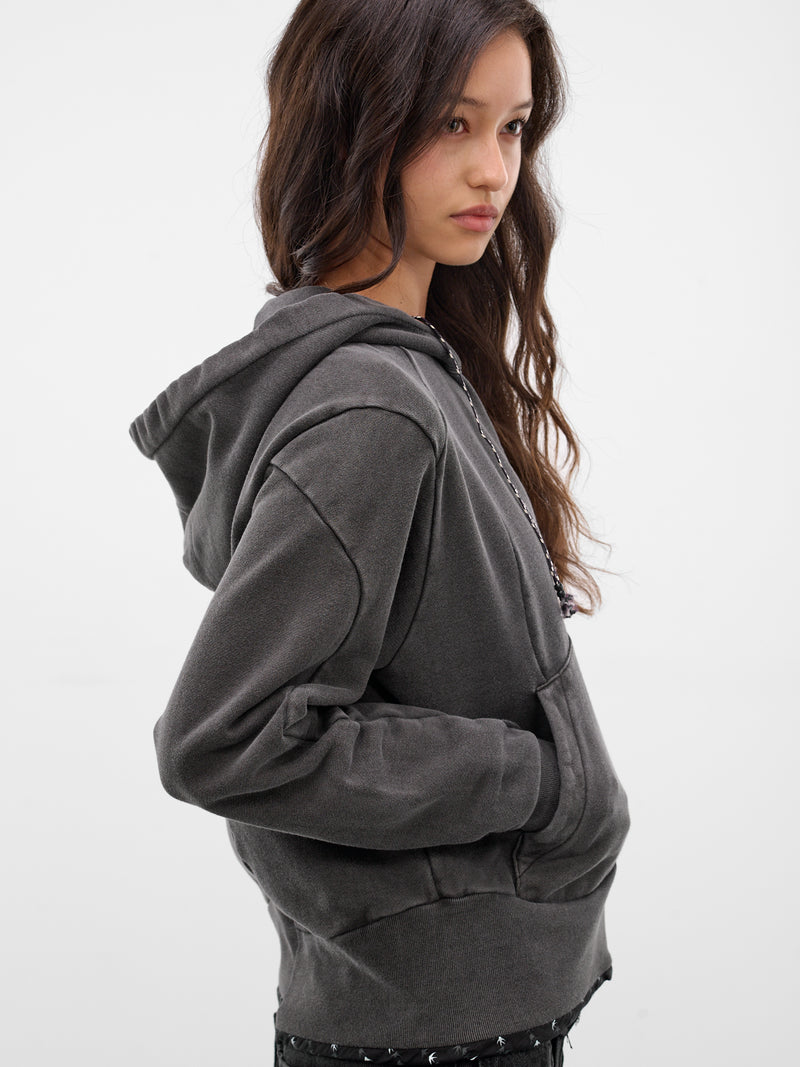 Black Cotton Asymmetric Zip Hoodie (UC1F1808-BLACK)