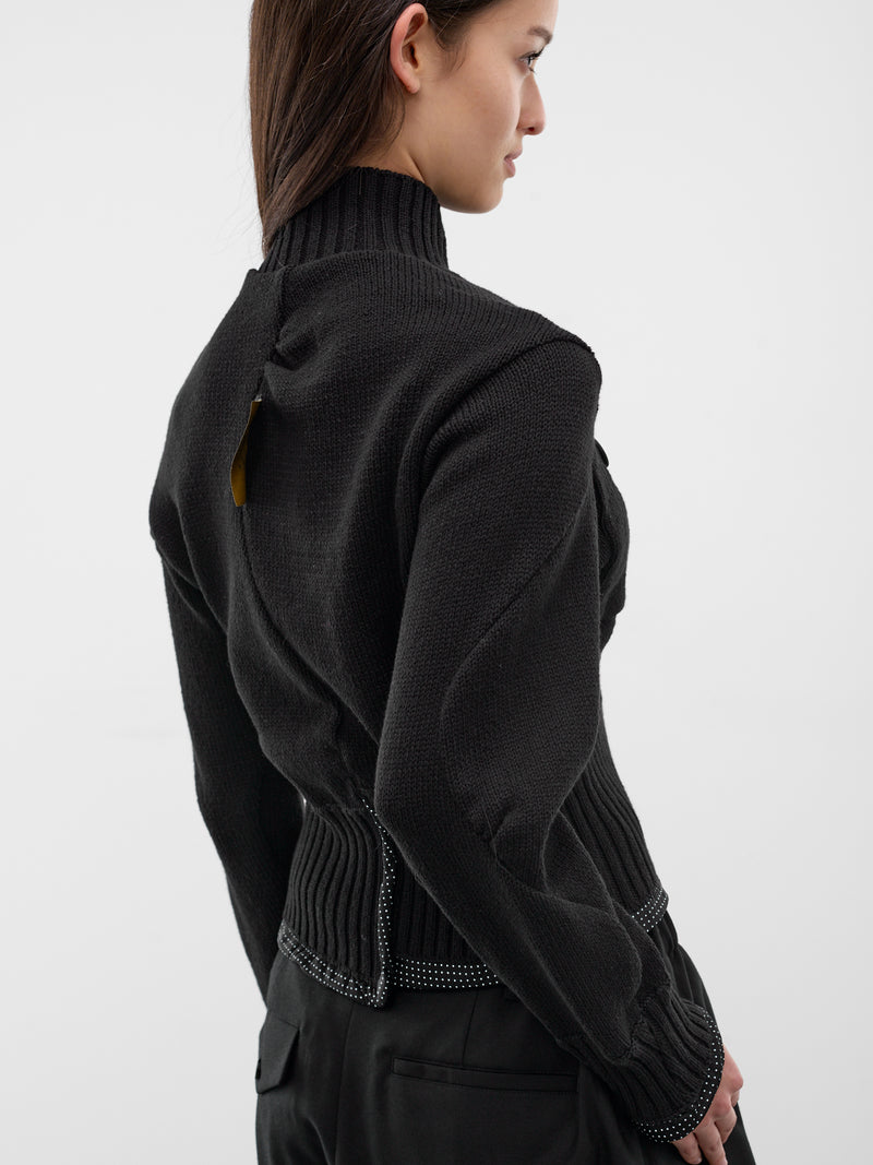 Black Asymmetric Zip Cardigan (UC1F1903-BLACK)