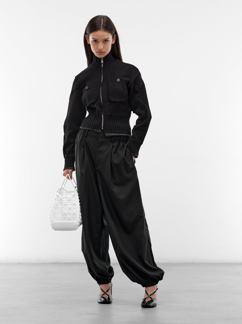 Black Asymmetric Zip Cardigan (UC1F1903-BLACK)