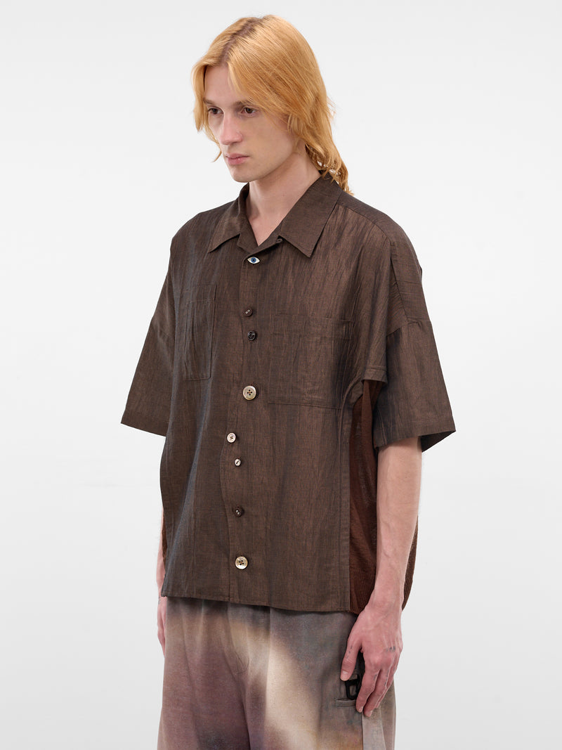 Paneled Linen-Cotton Boxy Shirt (UC1F4406-1-BROWN)