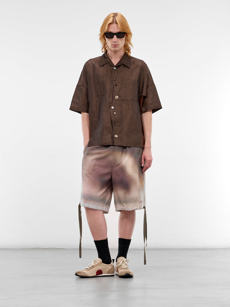 Paneled Linen-Cotton Boxy Shirt (UC1F4406-1-BROWN)
