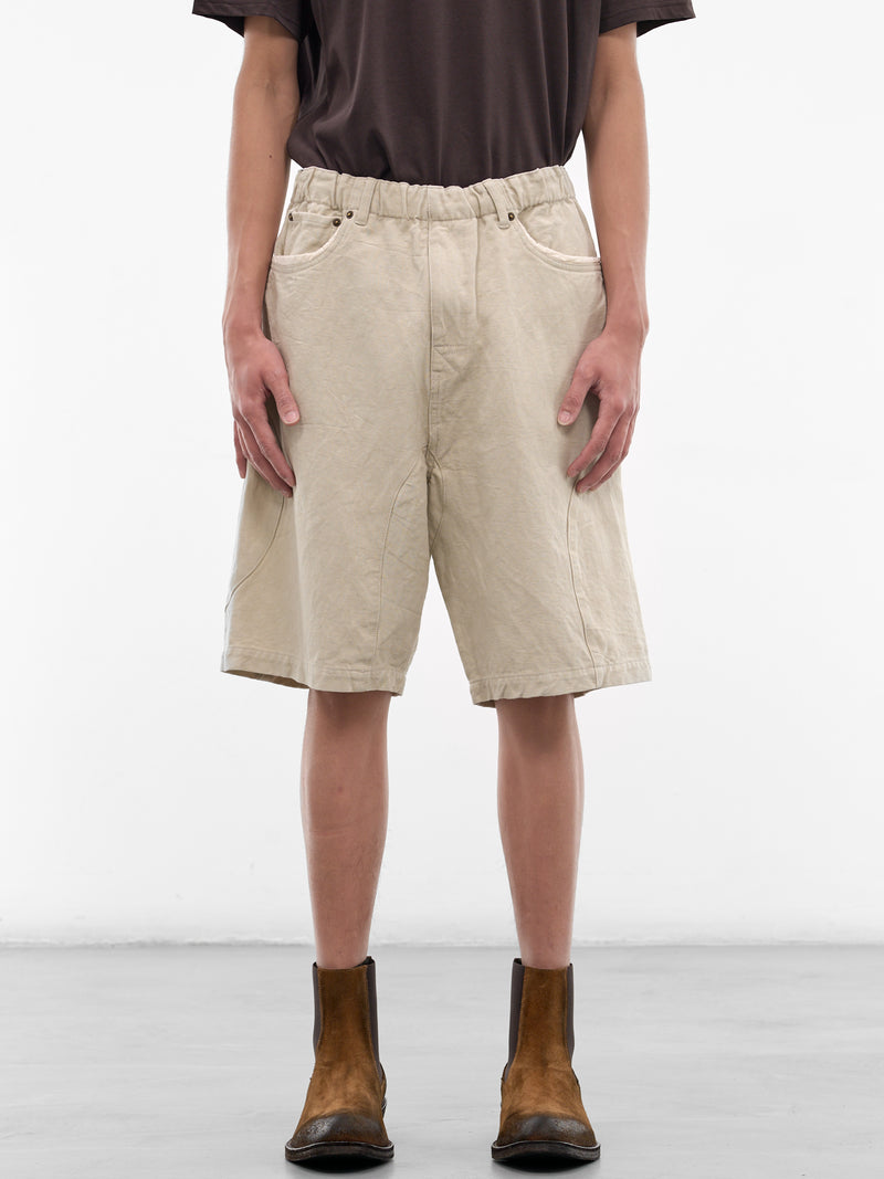 Beige Cotton-Linen Shorts (UC1F4512-4-LIGHT-BEIGE)