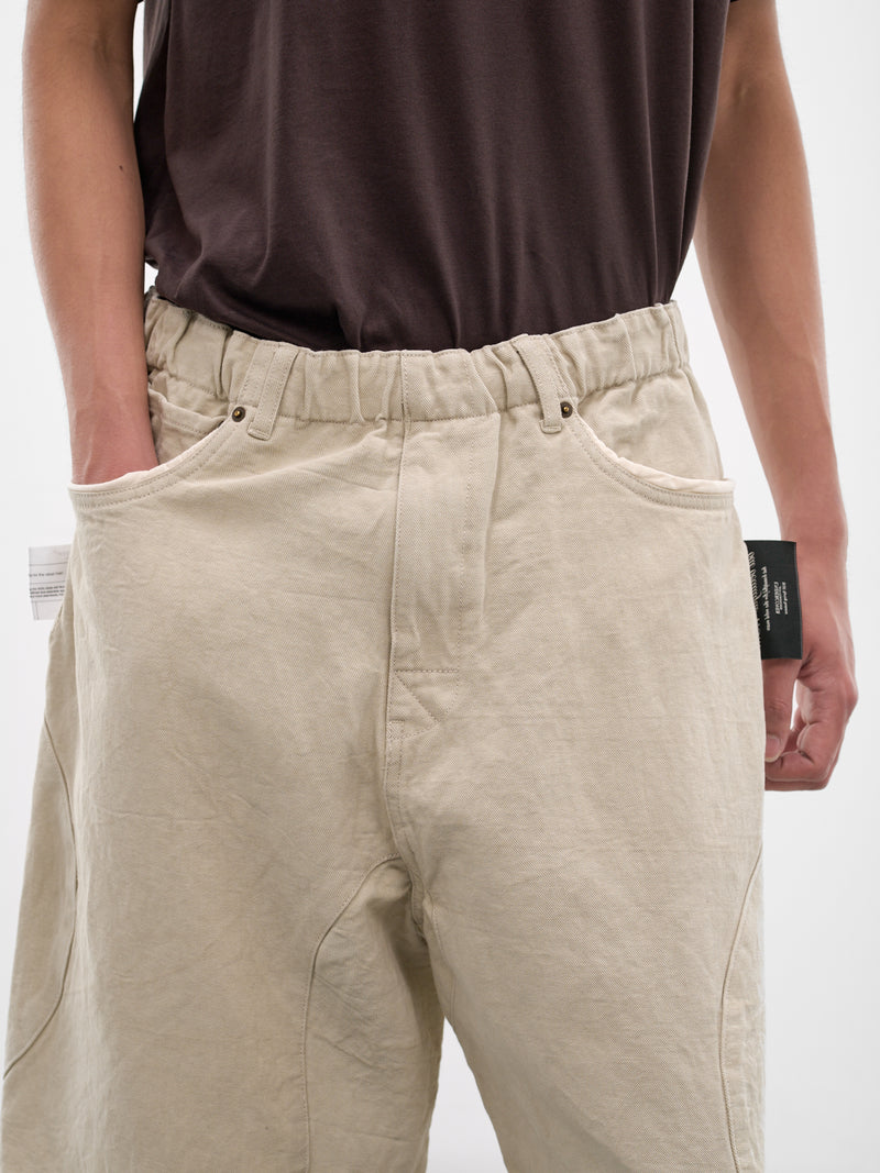 Beige Cotton-Linen Shorts (UC1F4512-4-LIGHT-BEIGE)
