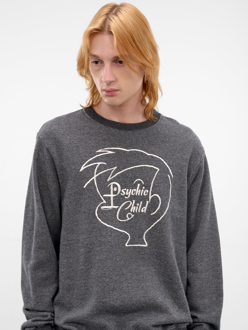 Gray Psychic Child Cotton Sweatshirt (UC1F4891-2-GRAY-BEIGE)
