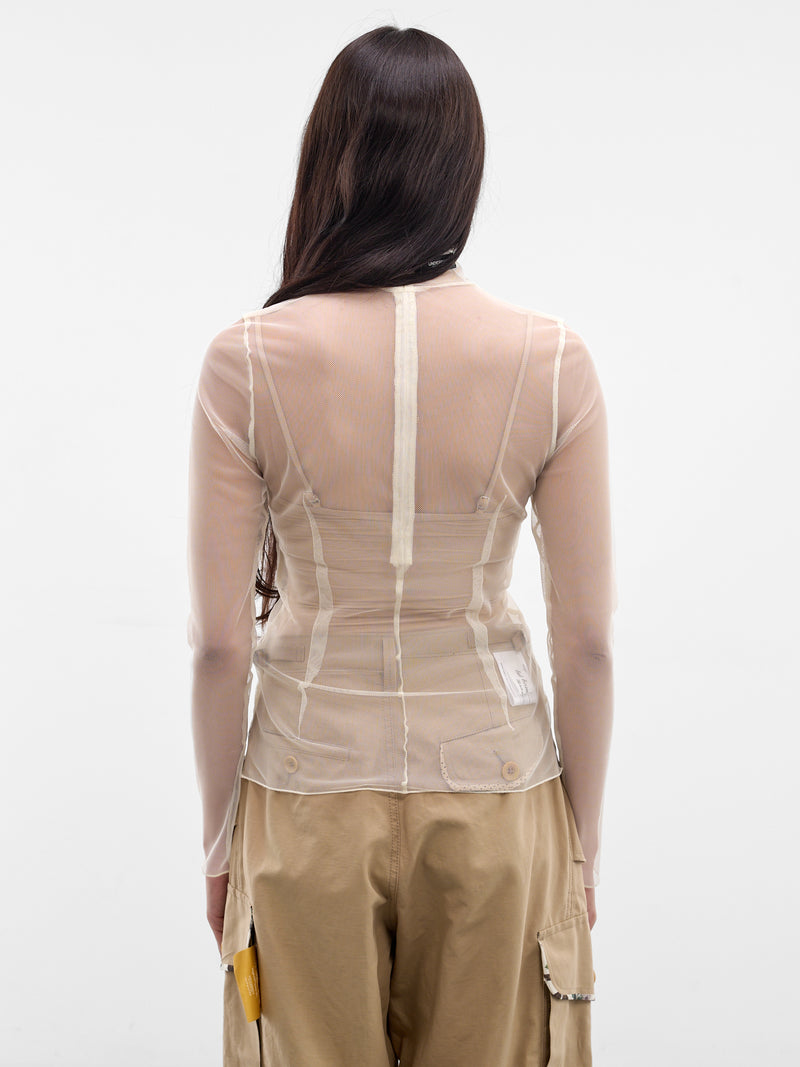 Ivory Sheer Mesh Knit Turtleneck (UC1F8805-IVORY)