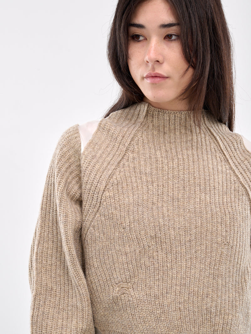 Paneled Sweater (UC2D1901-GRAY-BEIGE)