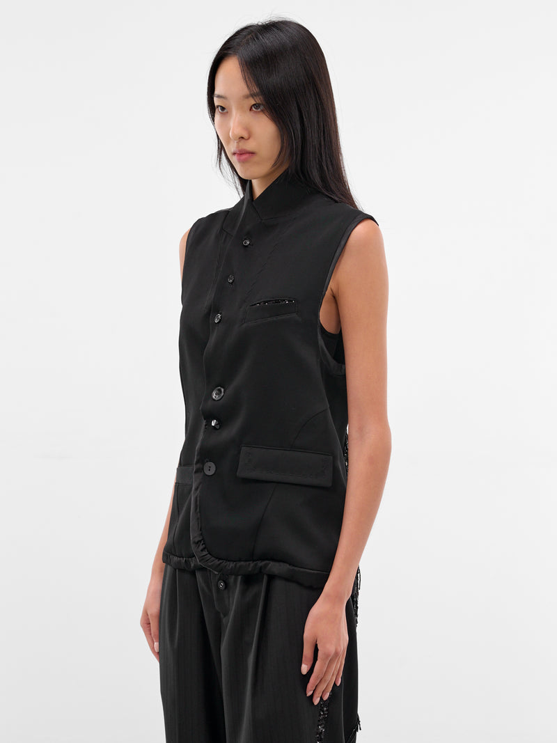 Black Wool Blazer Vest (UC2E1001-BLACK)