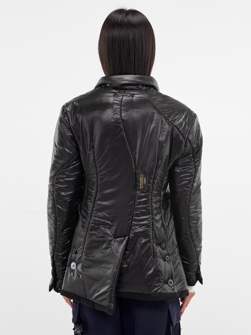 Black Quilted Padded Nylon Blazer (UC2E1105-3-BLACK)