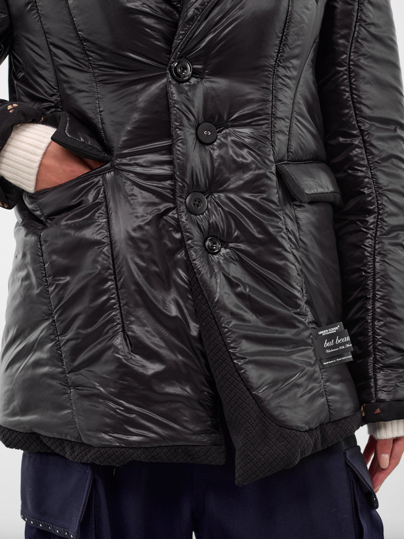 Black Quilted Padded Nylon Blazer (UC2E1105-3-BLACK)