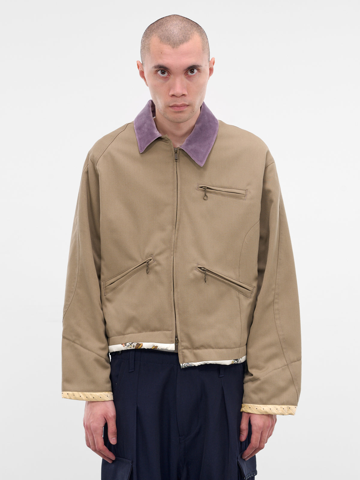 Beige Deconstructed Asymmetric Work Jacket (UC2E1207-GRAY-BEIGE)