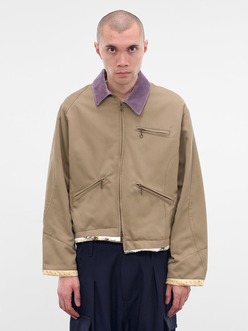 Beige Deconstructed Asymmetric Work Jacket (UC2E1207-GRAY-BEIGE)